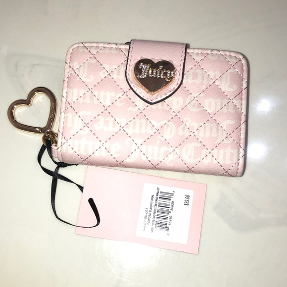 Juicy Couture Quilted Powder Blush Tonal Love Your Couture Tab Card Wallet NWT - Picture 2 of 16